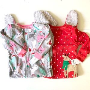 NWT 2 piece bundle toddler girls footed sleepers Christmas
